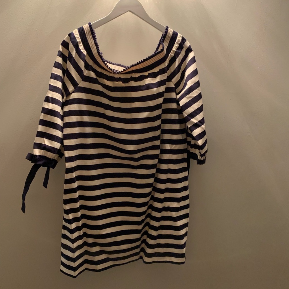 J. Crew 3/4 sleeve ribbon tie dress